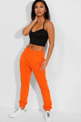 Orange Mid-Rise Waist Training Joggers