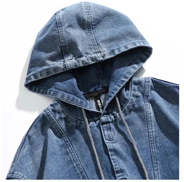 ORDERLINE Retro Denim Pullover Hoodie