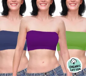 ORGANIC COTTON BASIC SHORT TUBE TOP (PACK OF 3 NAVY/GREEN/PURPLE)