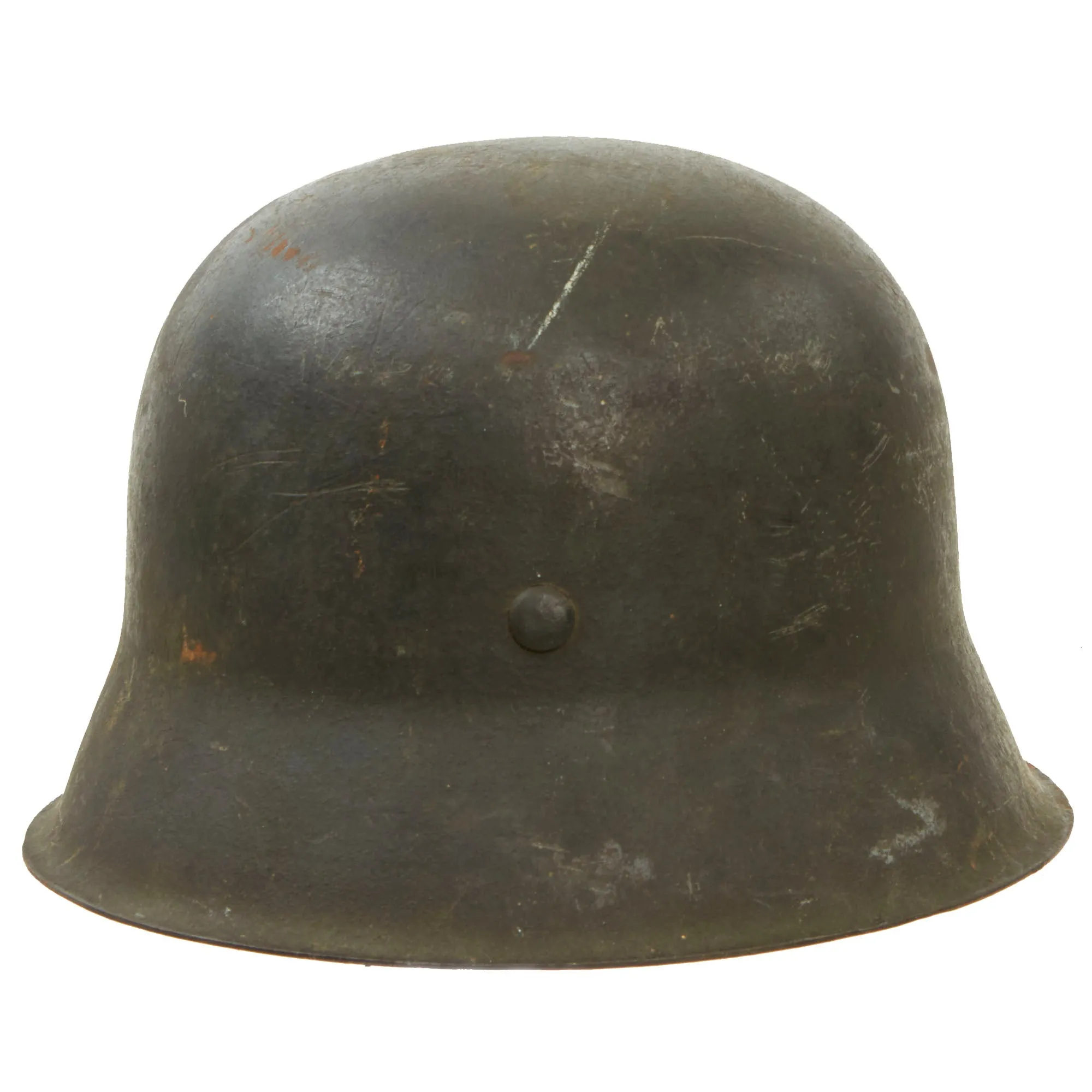 Original Rare German WWII Kriegsmarine Navy Single Decal M42 Helmet with Textured Paint, 58cm Liner & Broken Chinstrap - ET66