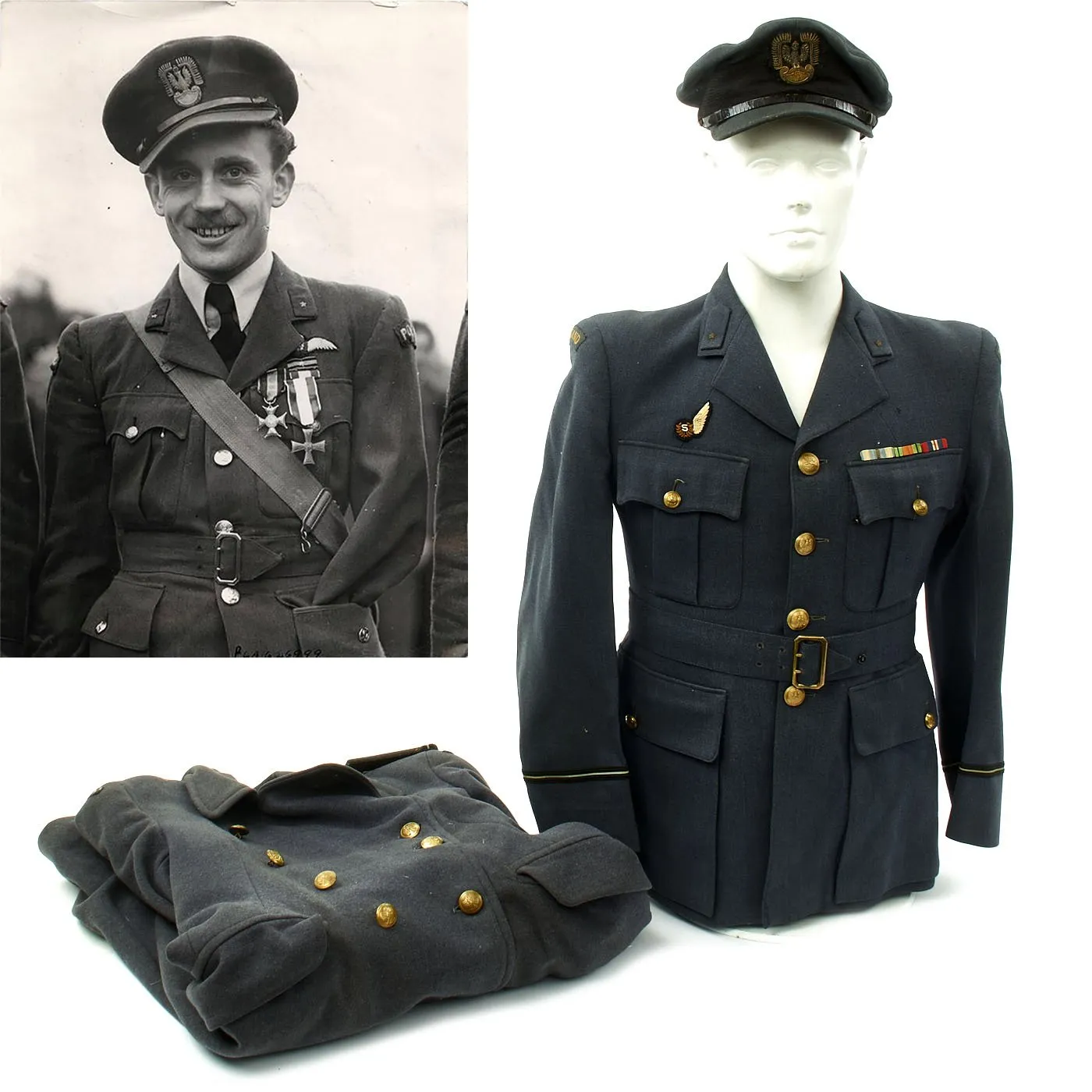 Original WWII Polish Air Forces RAF Flying Officer Uniform