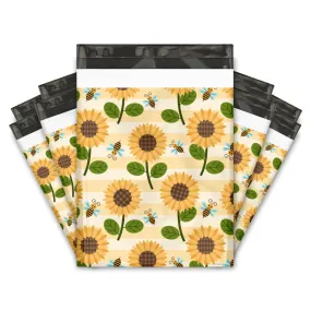 Oxo-Biodegradable 10x13" Sunflowers and Bumble Bees Designer Poly Mailers Shipping Envelopes Premium Printed Bags