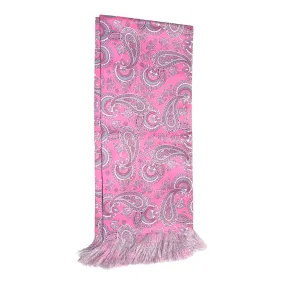 Pink Paisley Printed Scarf With Pocket Square