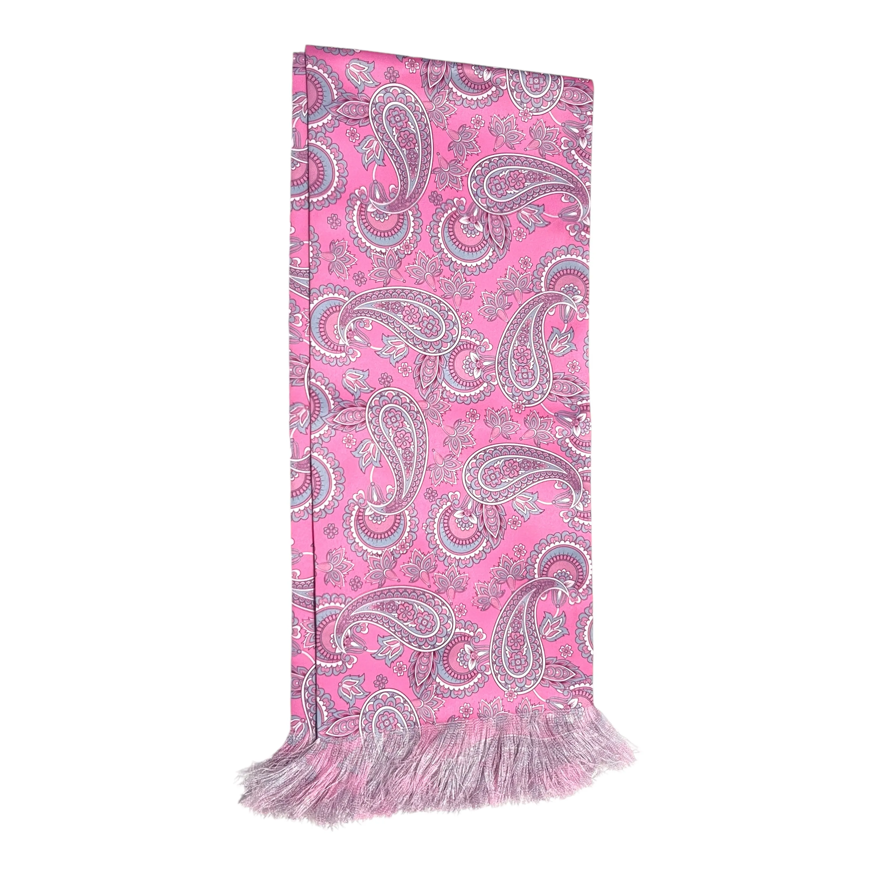 Pink Paisley Printed Scarf With Pocket Square