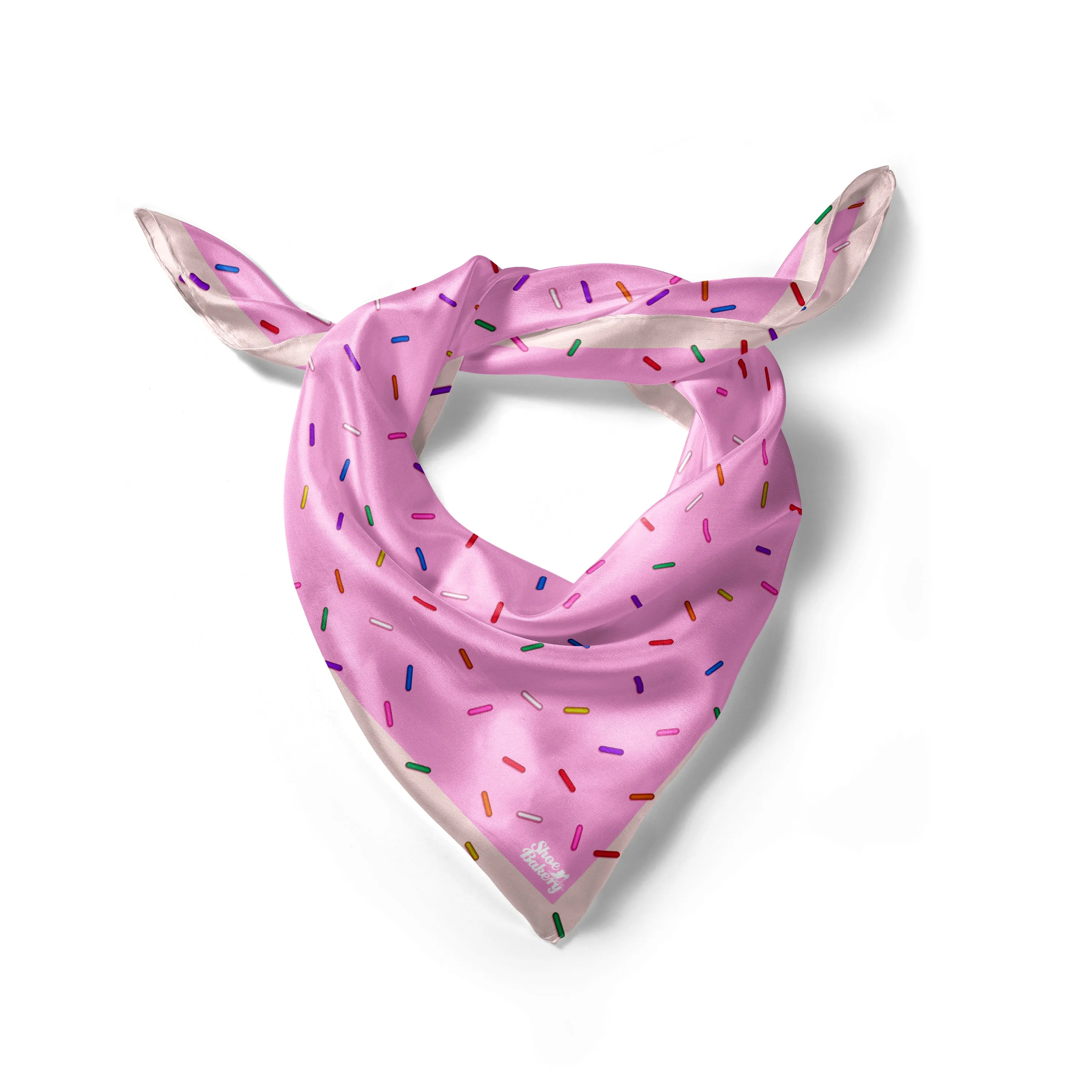 Pink Sprinkle Satin Square Scarf Large