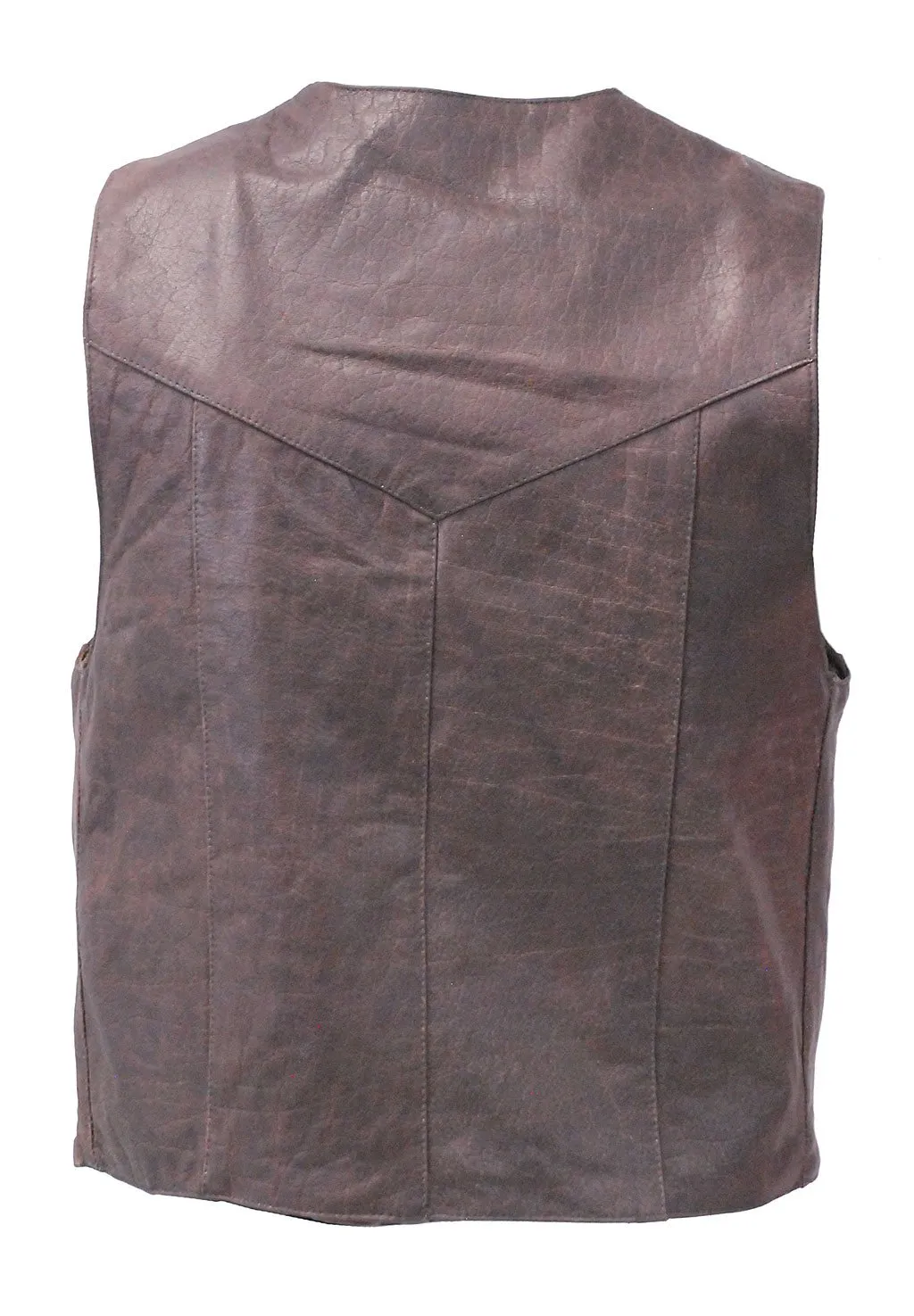 Premium Rich Brown Leather Plain Men's Vest #VM2621N