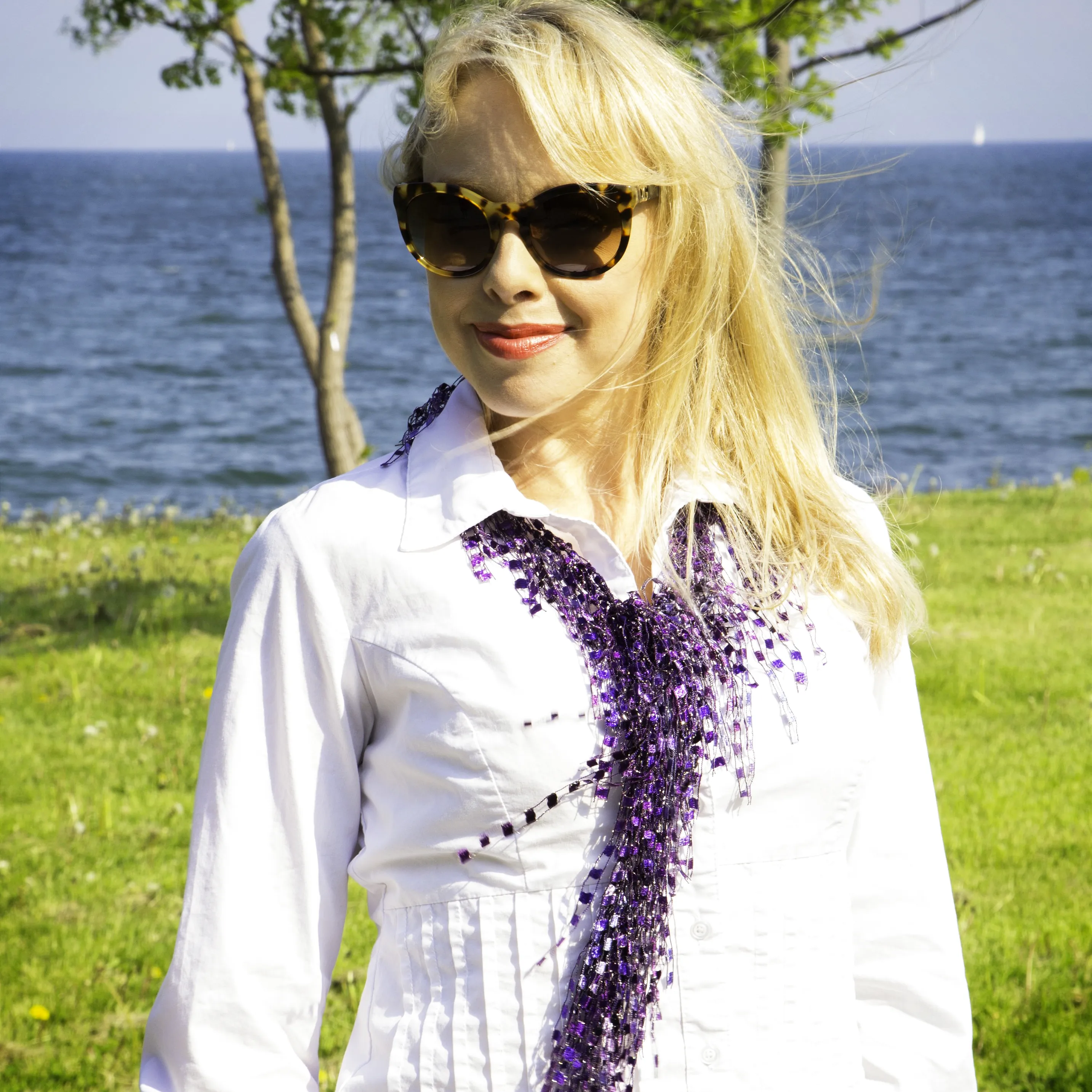 Purple Scarf Necklace - Amethyst