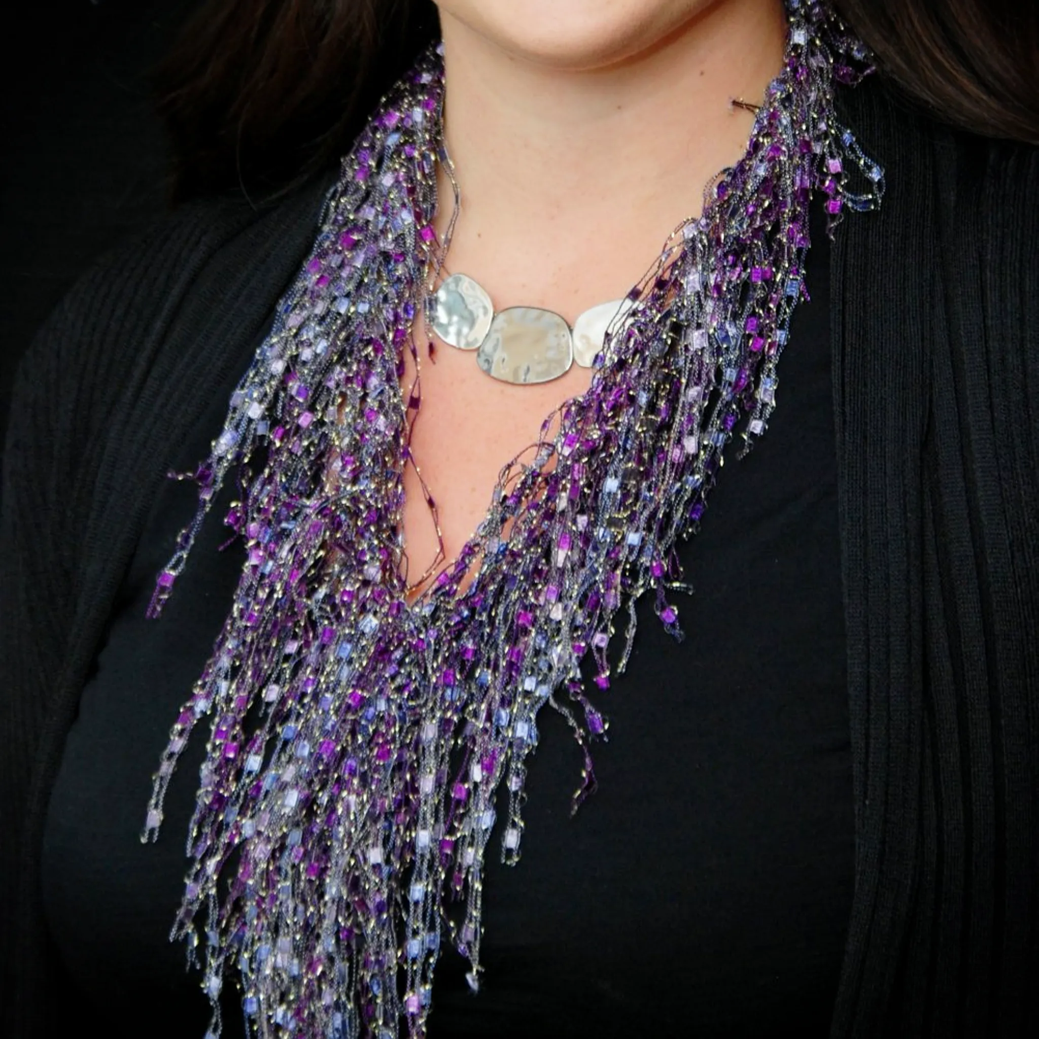 Purple Scarf Necklace - Amethyst