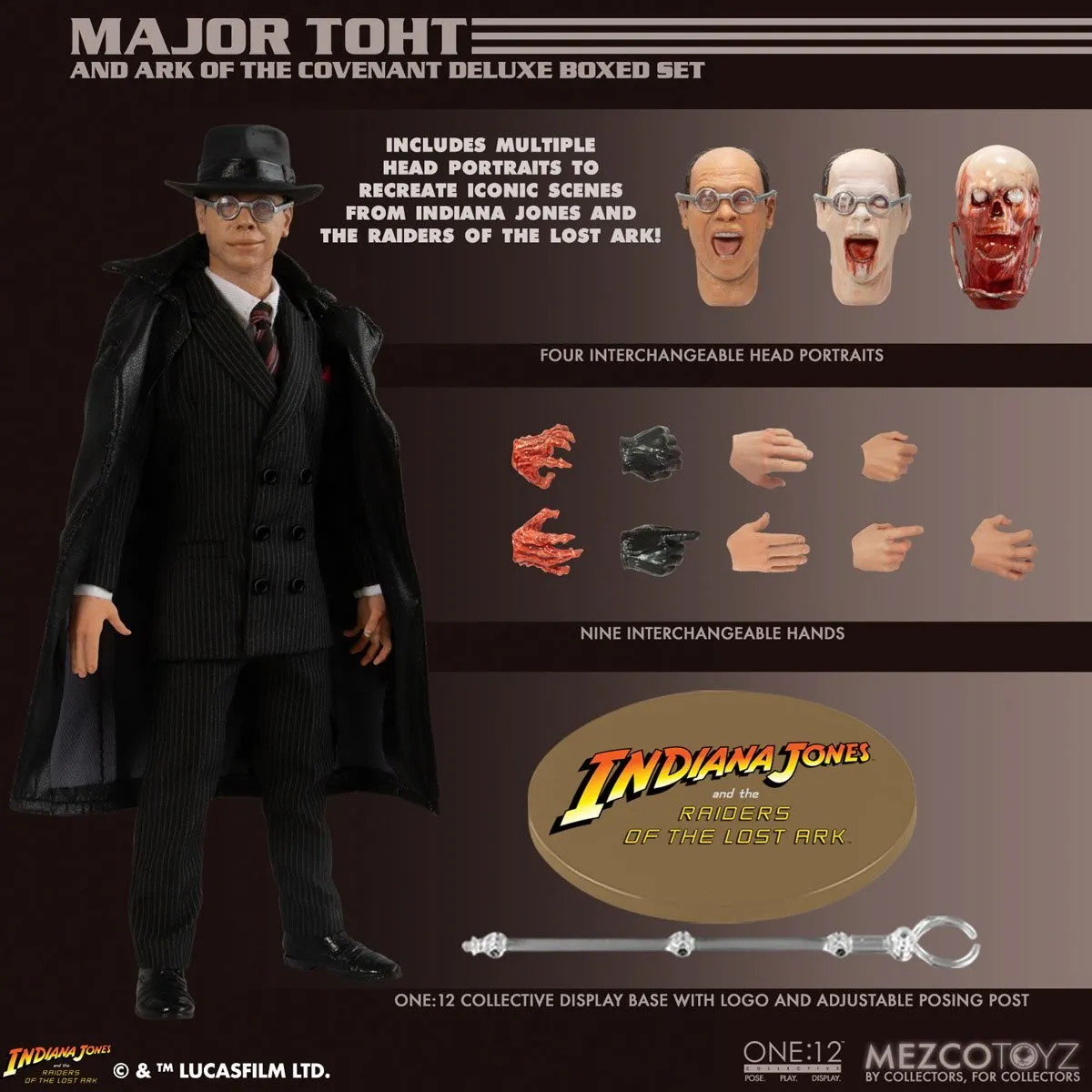 Raiders of the Lost Ark Mezco One:12 Collective Major Arnold Toht Deluxe Boxed Set