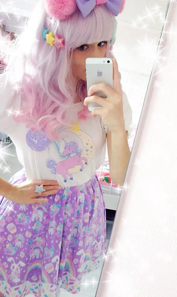 Rainbow Sweets lavender skater skirt [made to order]