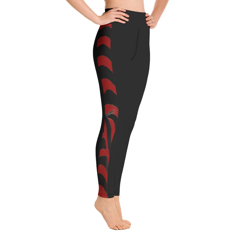 Red Side Zebra Yoga Leggings