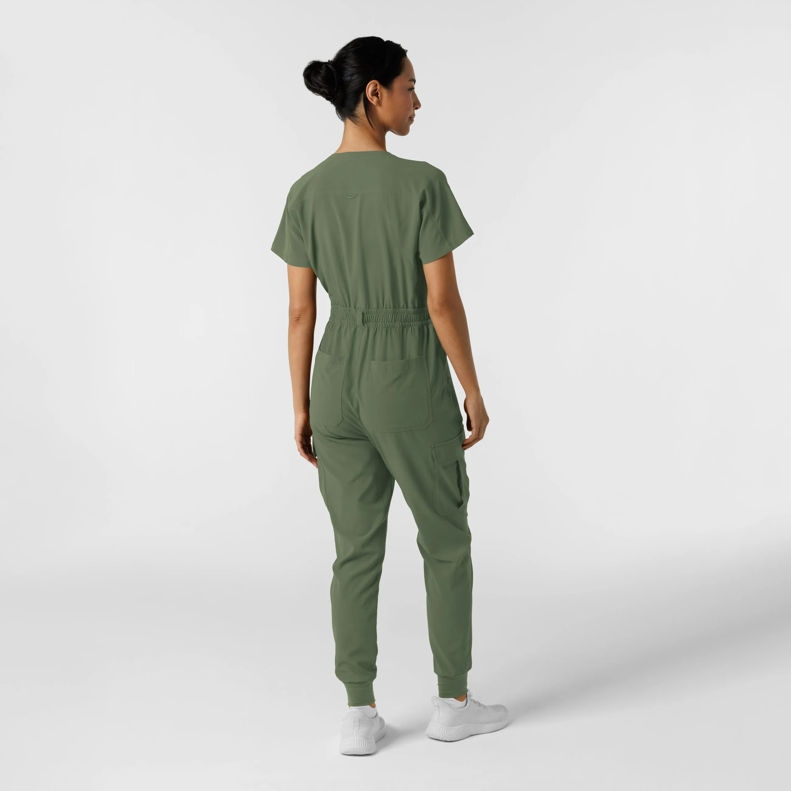 RENEW Women's Cargo Jogger Scrub Jumpsuit - Olive