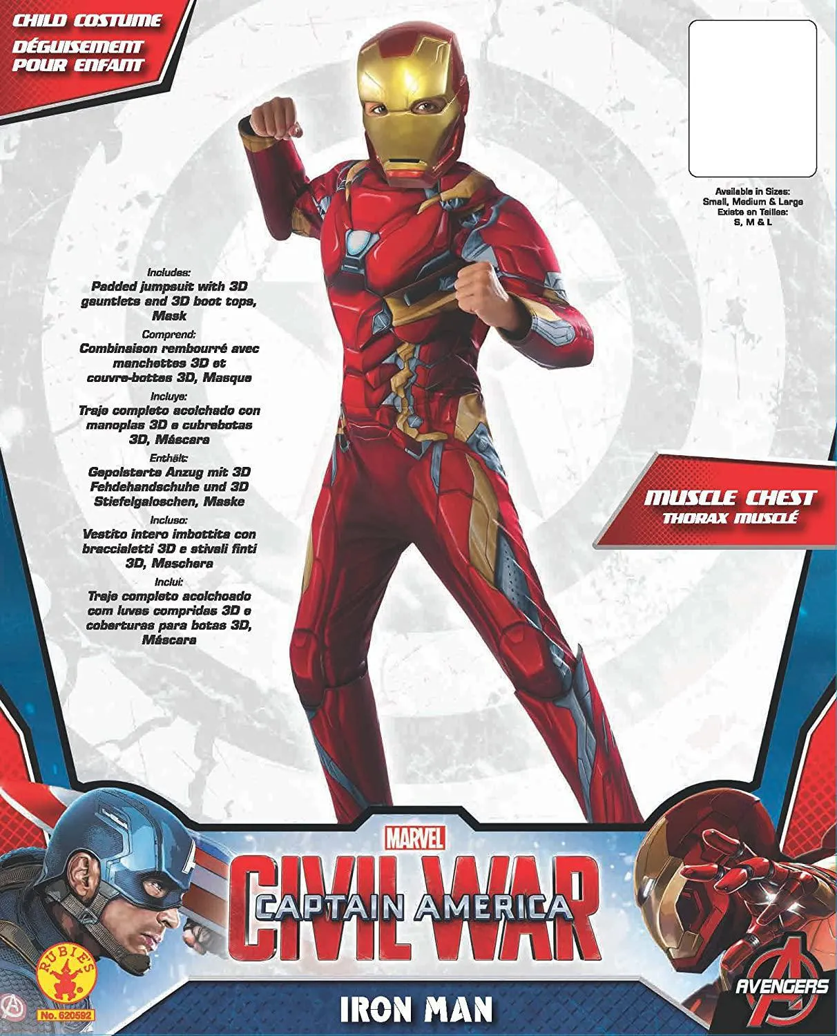 Rubie's Kids Costume Captain America: Civil War Deluxe Muscle Chest Iron Man Jumpsuit Costume