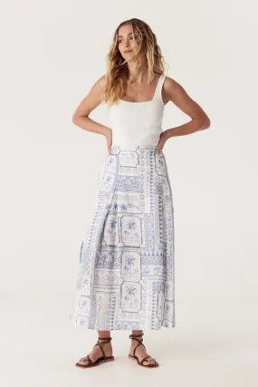 Seychelles Linen Skirt - Mermaid Print