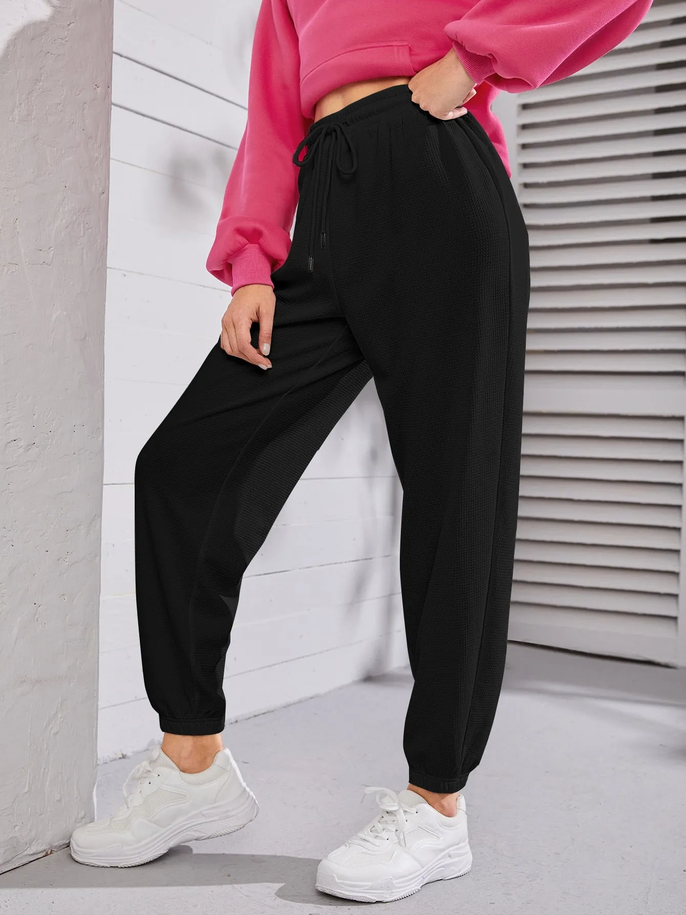 SHEIN Mulvari Solid Drawstring Waist Joggers