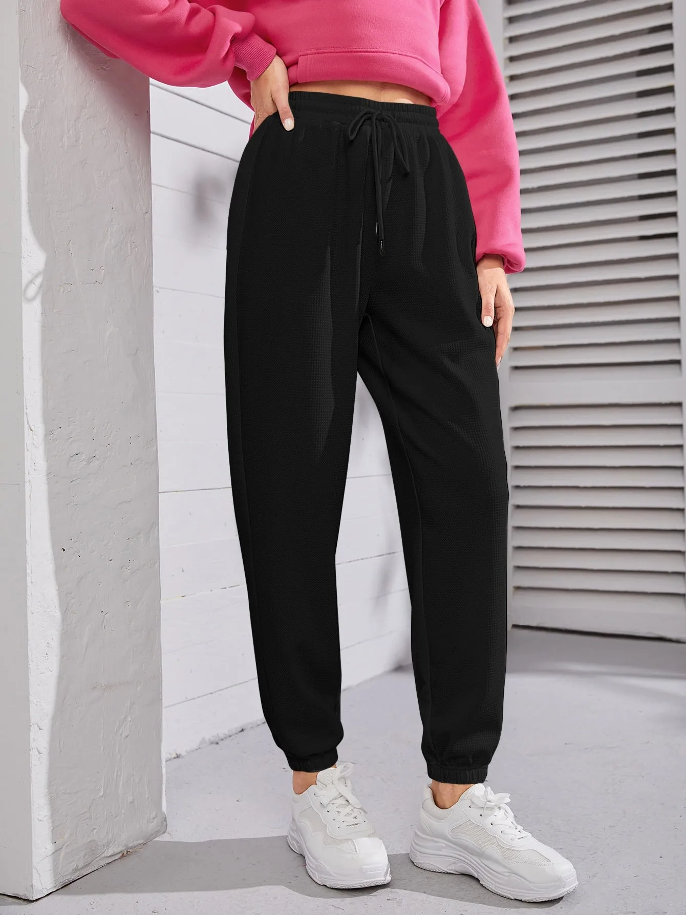 SHEIN Mulvari Solid Drawstring Waist Joggers