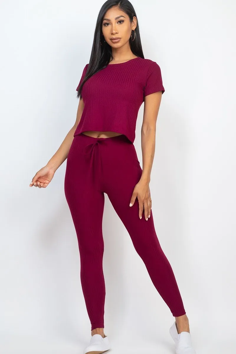 Short Sleeve Top and Leggings Set