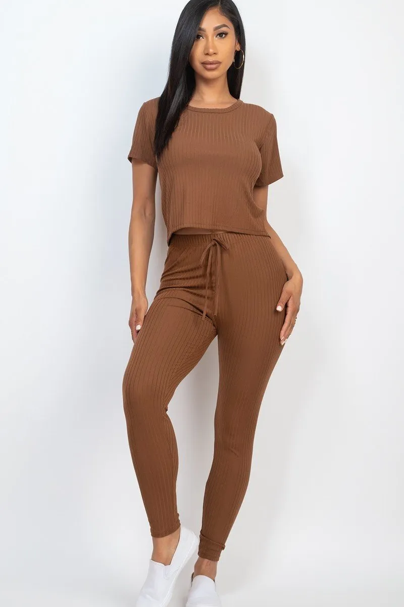 Short Sleeve Top and Leggings Set