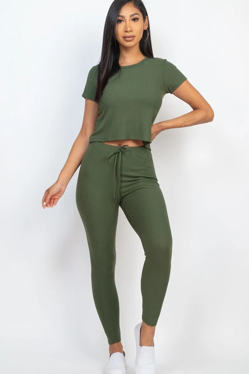 Short Sleeve Top and Leggings Set