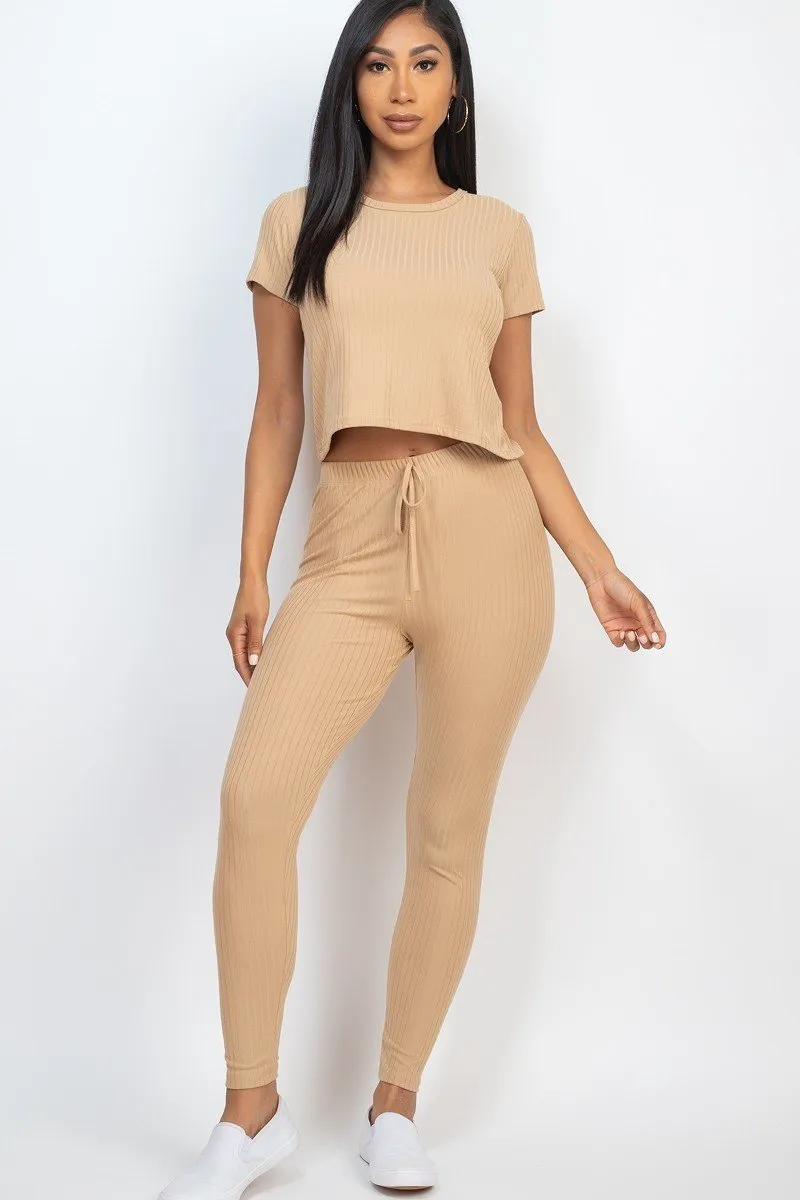 Short Sleeve Top and Leggings Set