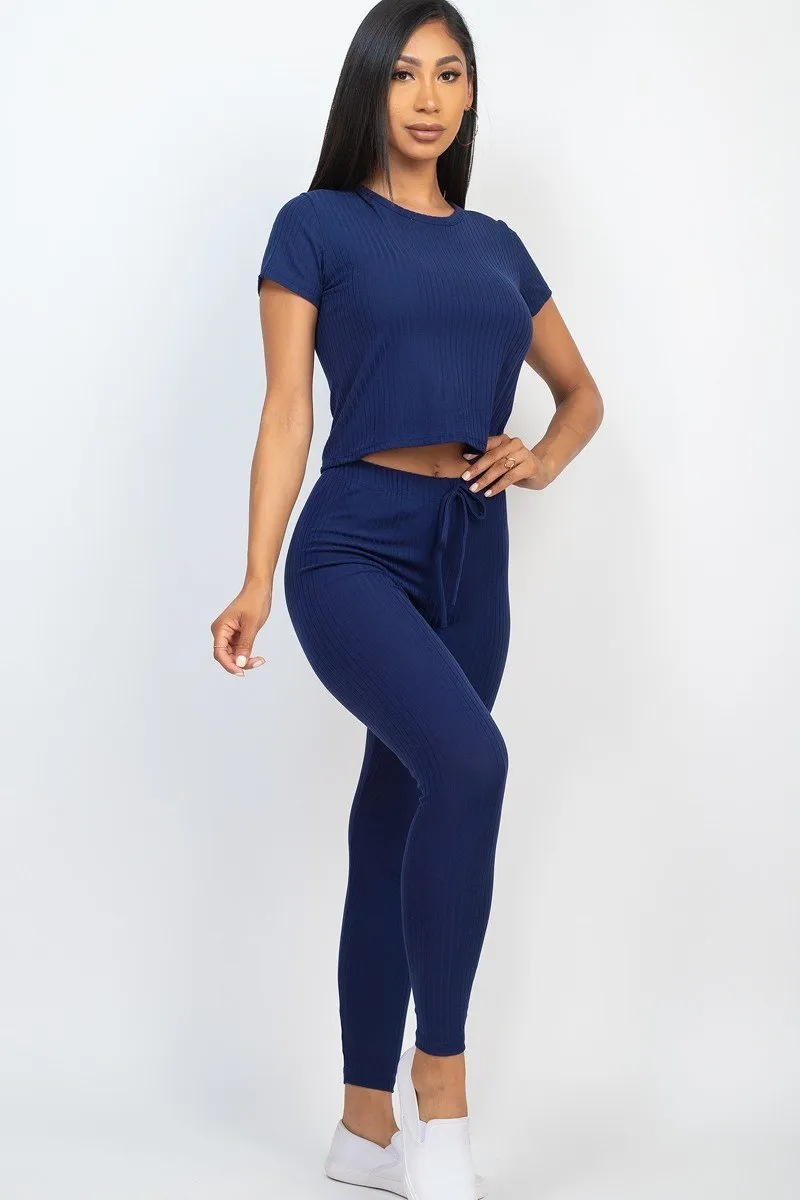 Short Sleeve Top and Leggings Set