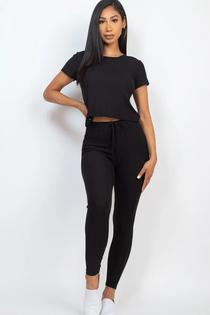 Short Sleeve Top and Leggings Set