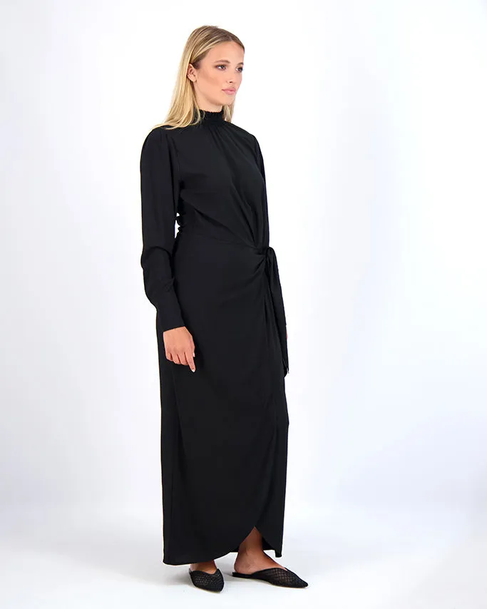 SIDE TIE MAXI-BLACK