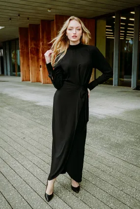 SIDE TIE MAXI-BLACK