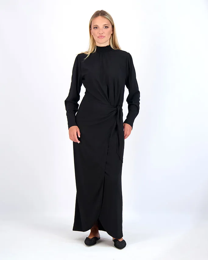 SIDE TIE MAXI-BLACK