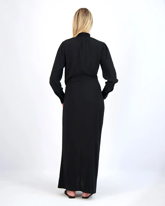 SIDE TIE MAXI-BLACK