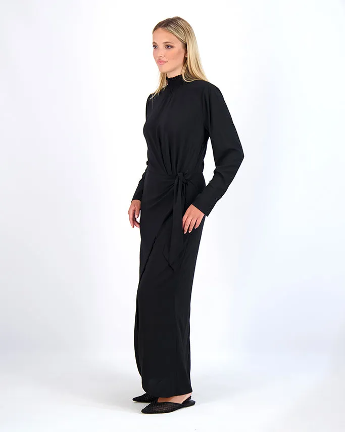 SIDE TIE MAXI-BLACK