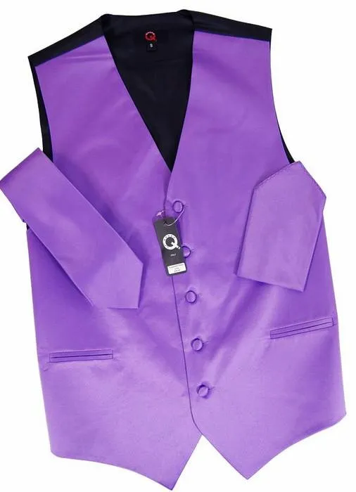 Solid Violet Tuxedo Vest Set