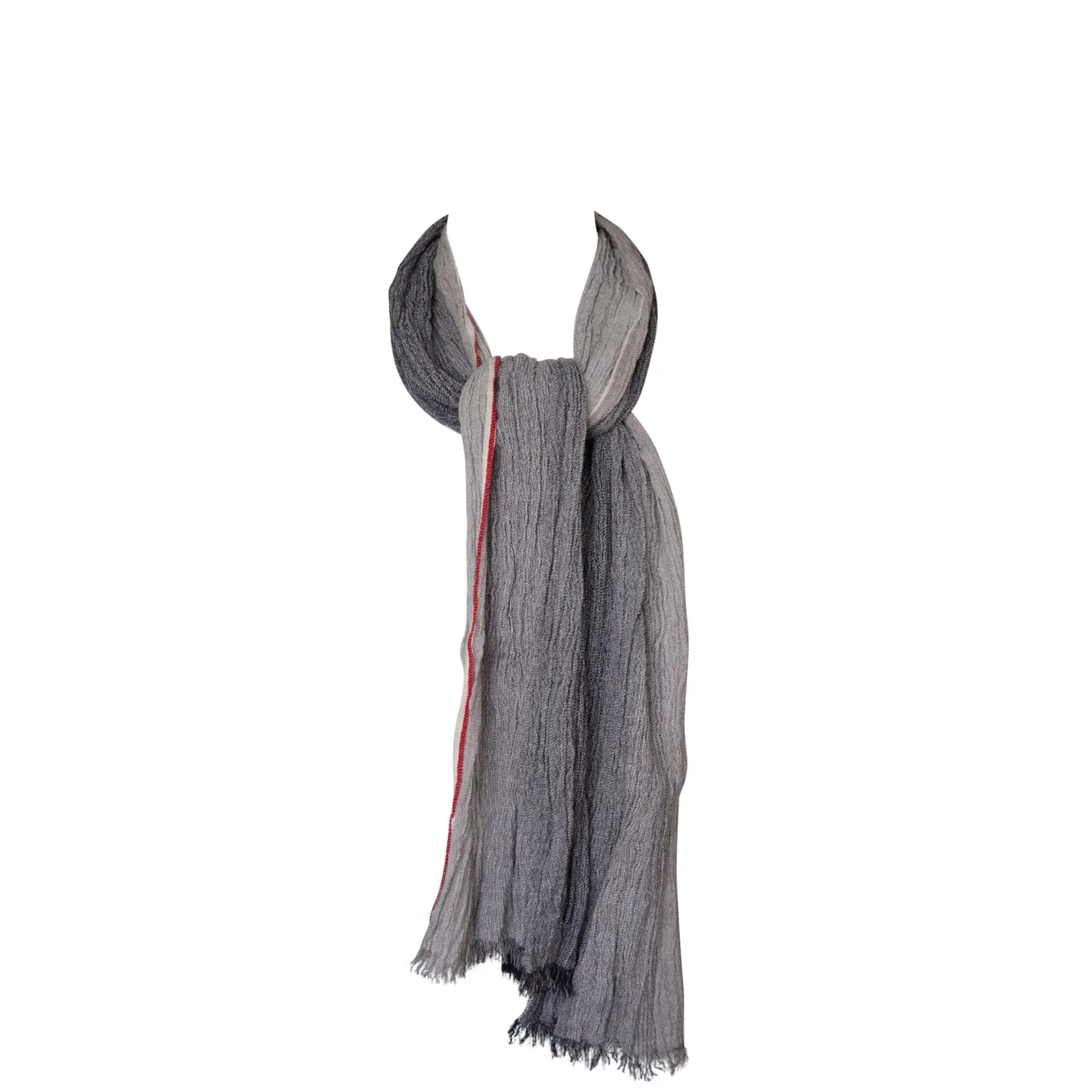 Steel Gray Ombré Crepe Summer Scarf