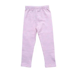 Straight Leggings- Pink/White Stripe