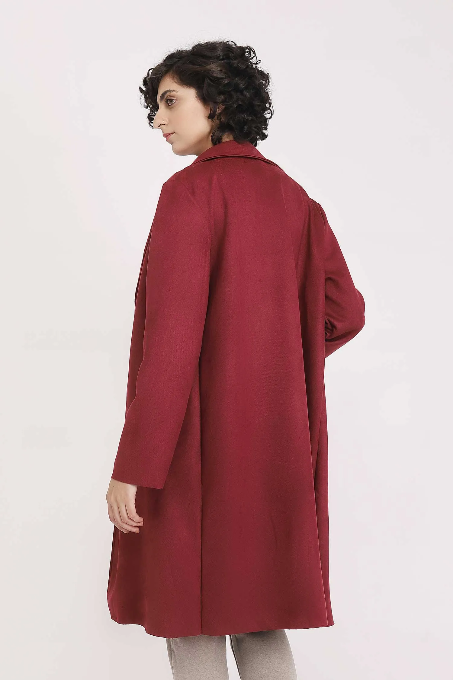 SUEDE OVERCOAT-BURGUNDY