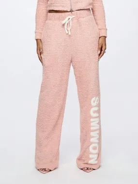 SUMWON WOMEN Fluffy Knit Wide Leg Joggers With Graphic Print