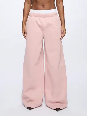 SUMWON WOMEN Oversized Wide Leg Embroidered Joggers With Bow Detail