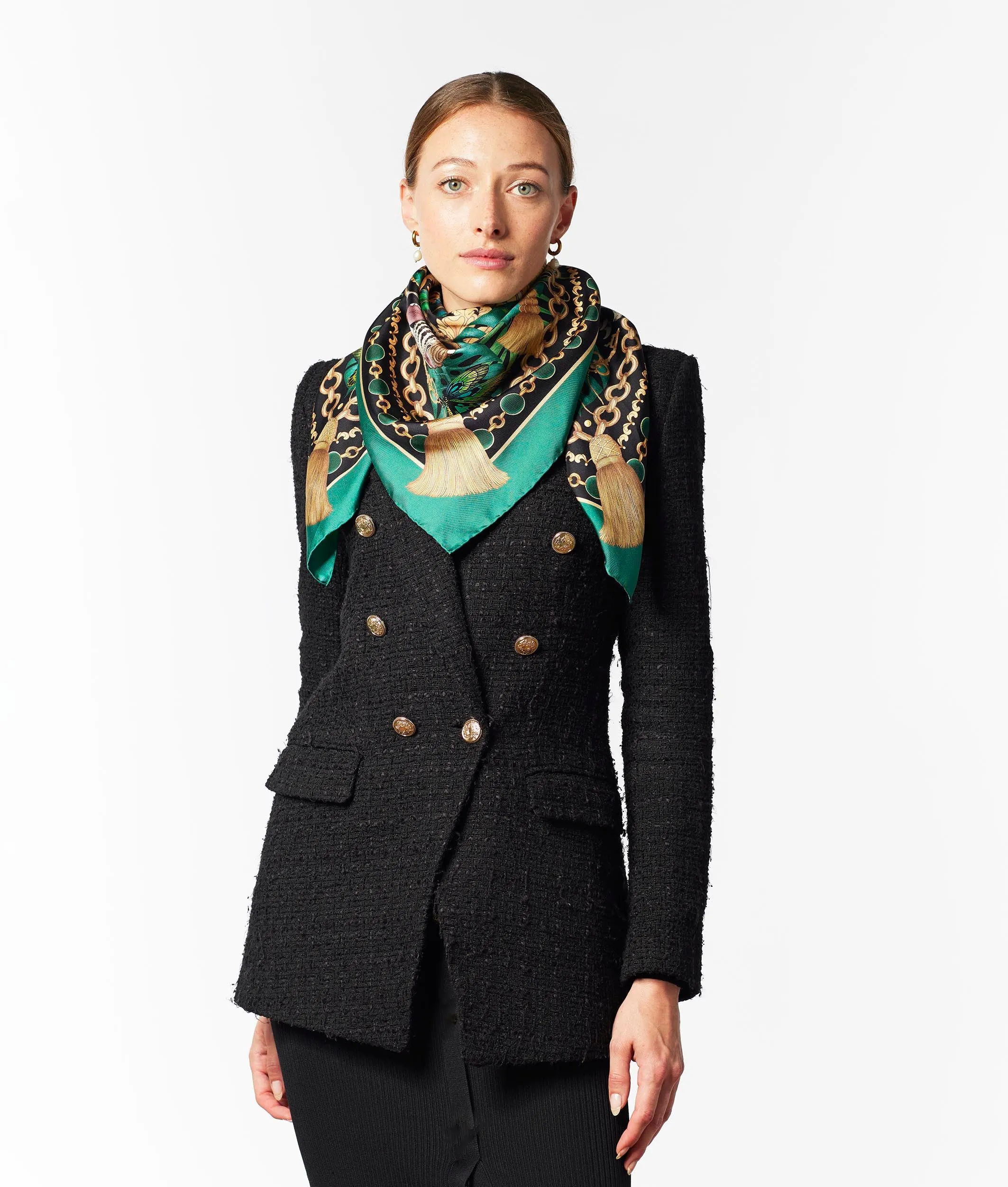 The Emerald & Jaguar Silk Scarf | 130x130cm