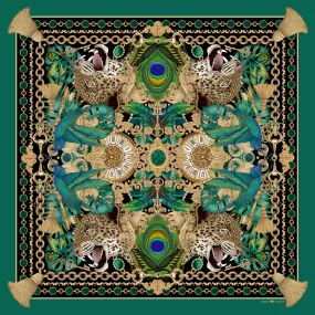 The Emerald & Jaguar Silk Scarf | 130x130cm