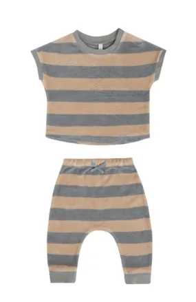 The Terry Tee   Pant SET - Ocean Latte Stripe - BABY