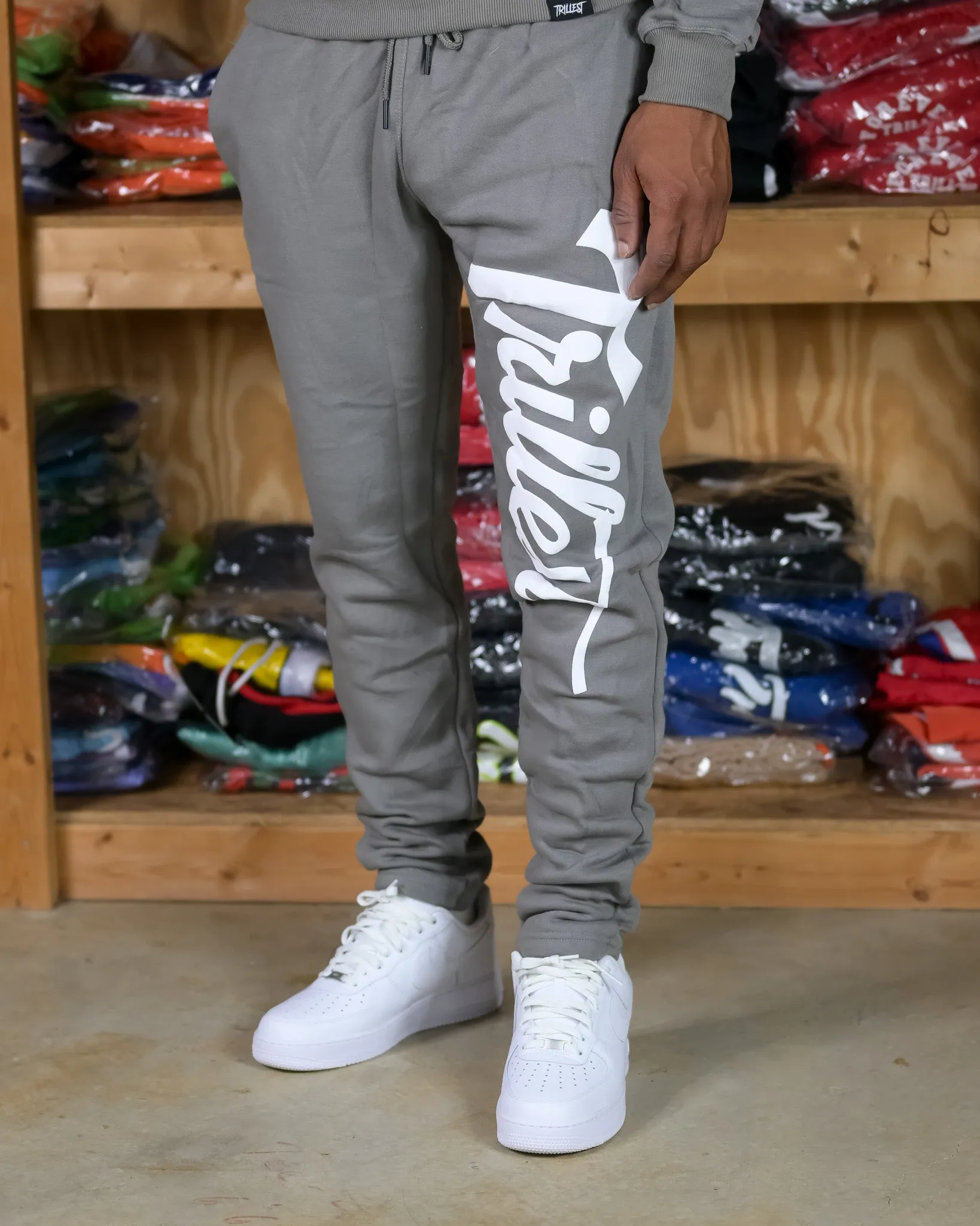 Trillest Straight Leg Joggers - Gray\White