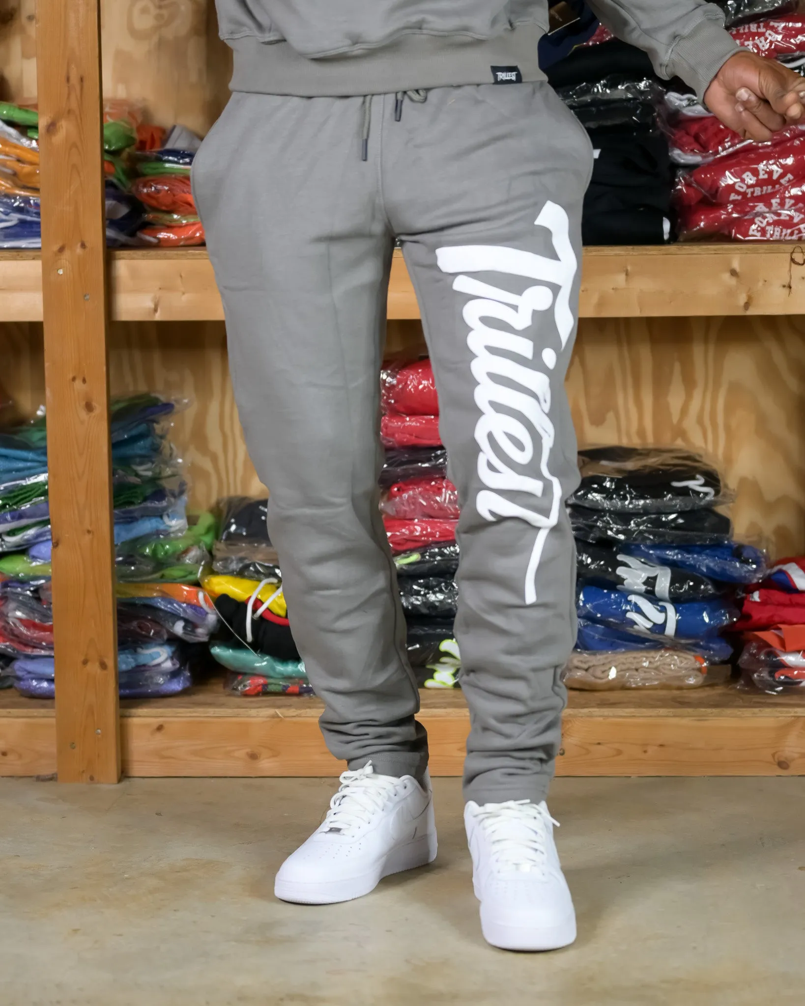 Trillest Straight Leg Joggers - Gray\White