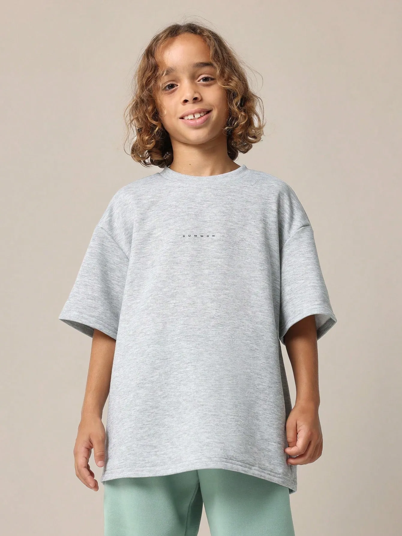 Tween Boys Oversized Elbow Sleeve Tee With Baggy Fit Joggers 2 Piece Set