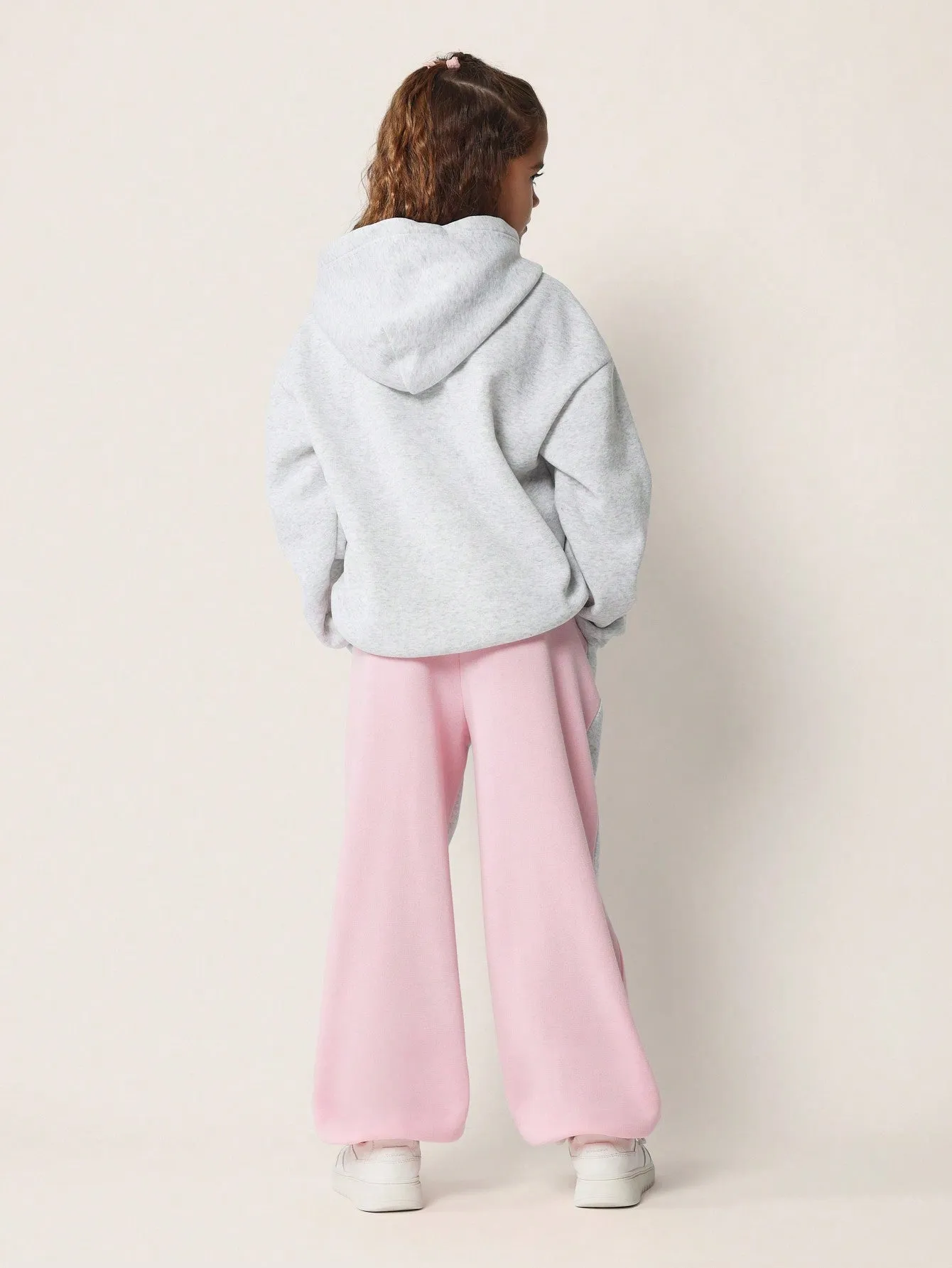 Tween Girls Relaxed Paneled Grey & Pink 90'S Joggers