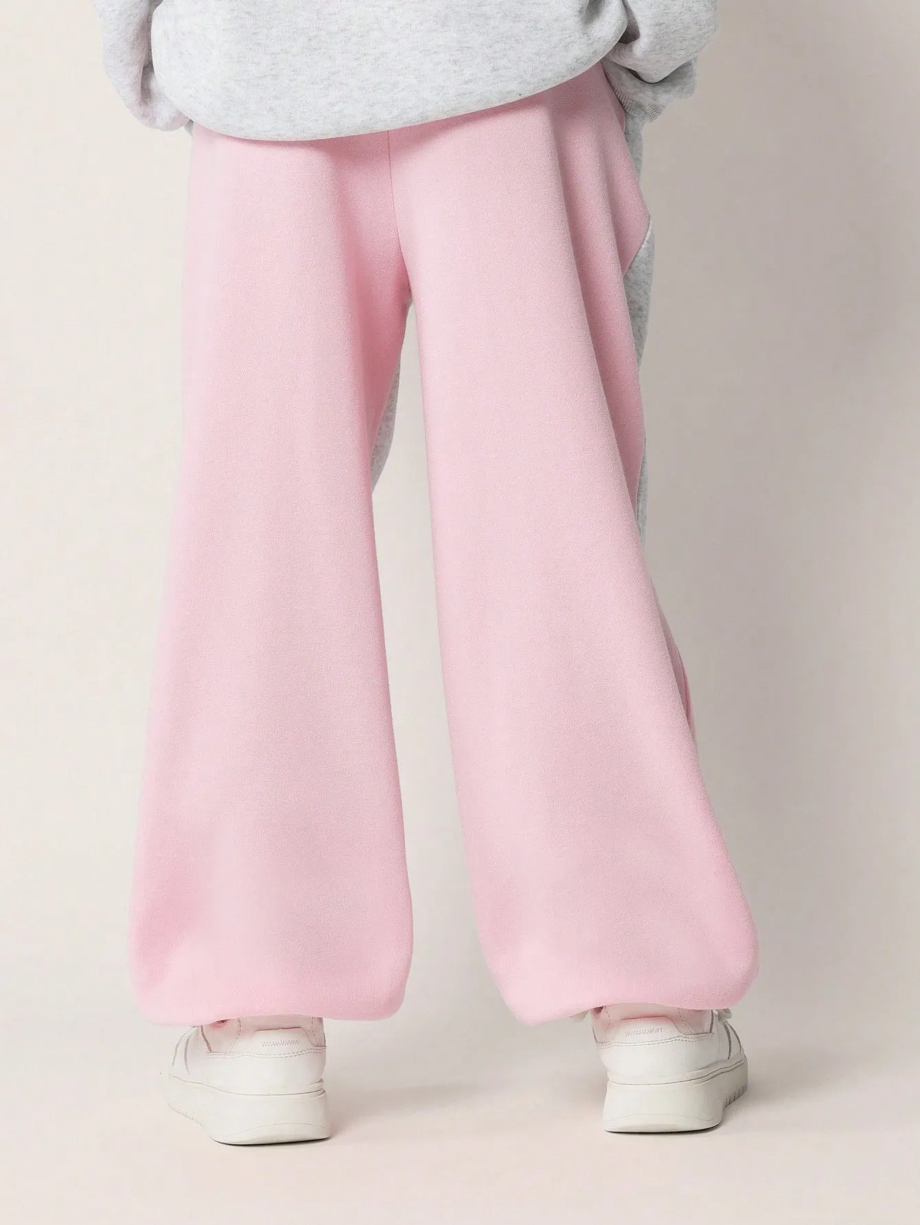 Tween Girls Relaxed Paneled Grey & Pink 90'S Joggers