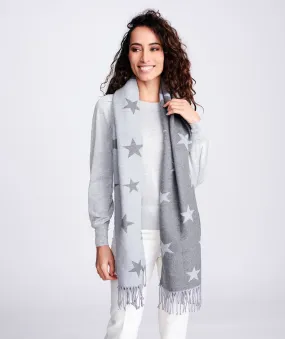 Two Tone Star Pattern Scarf - Silver Grey