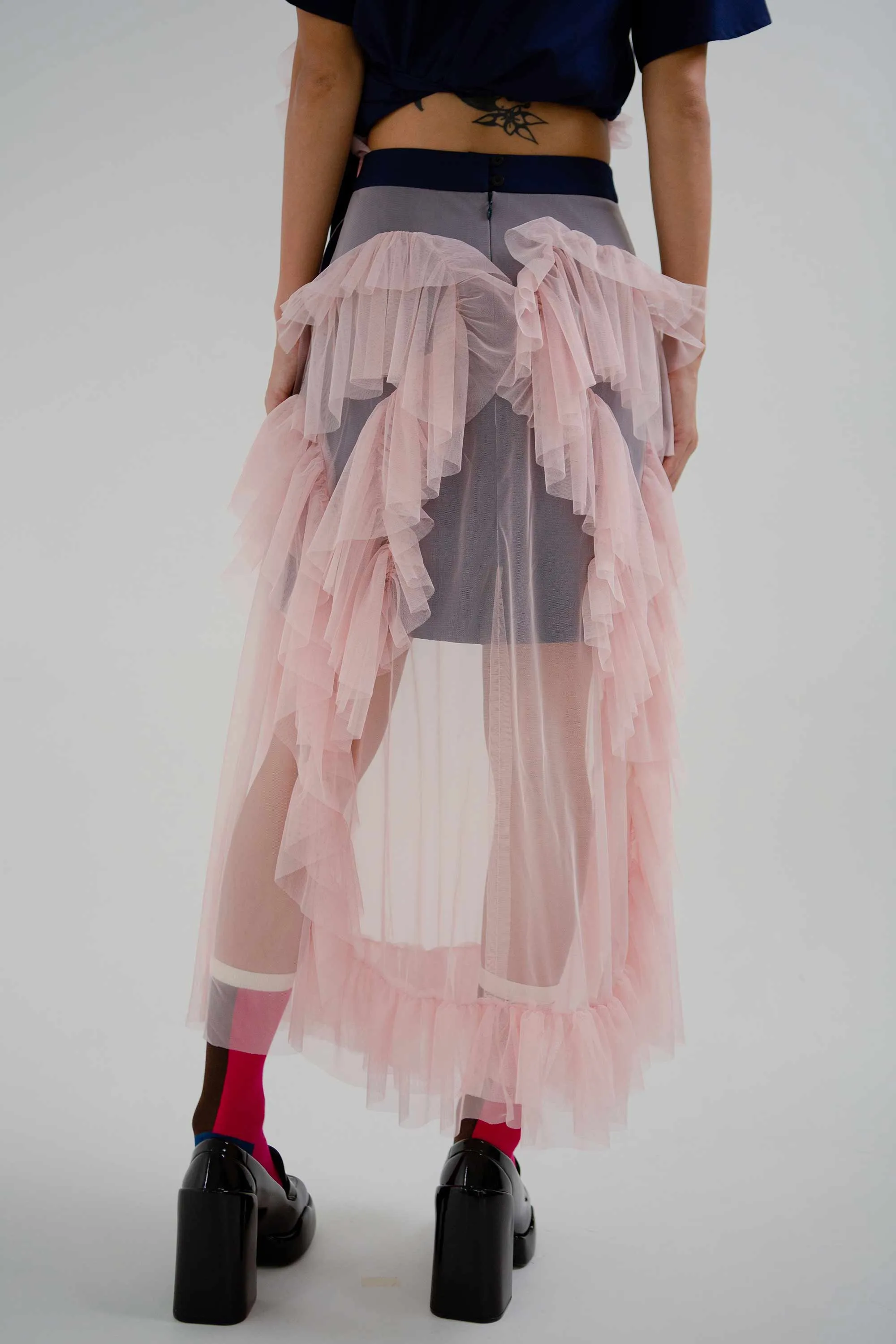 Undulating Tulle Skirt (Pink)