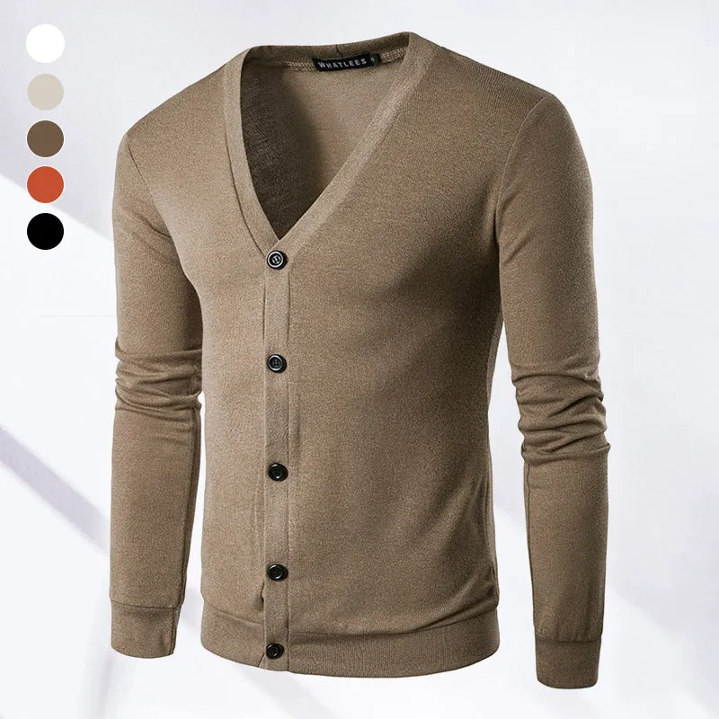 V-Neck Button-Up Cardigan Sweater