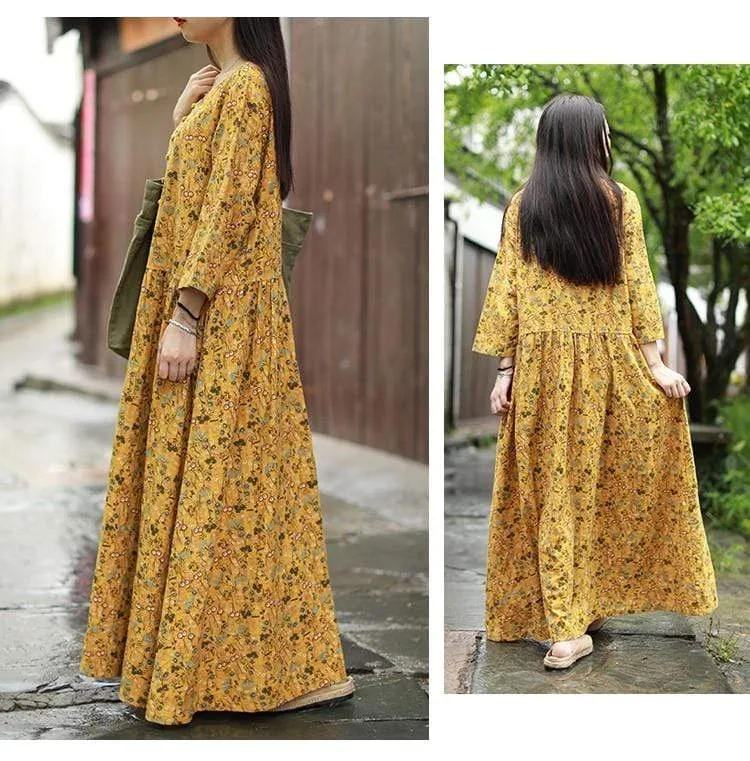 Vada Floral Cotton Maxi Dress