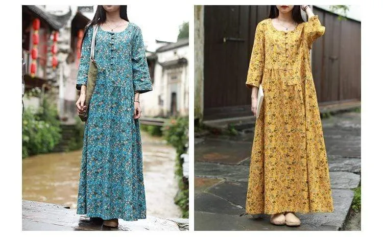 Vada Floral Cotton Maxi Dress